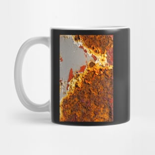 Rust, red, white, V. And gray. Mug